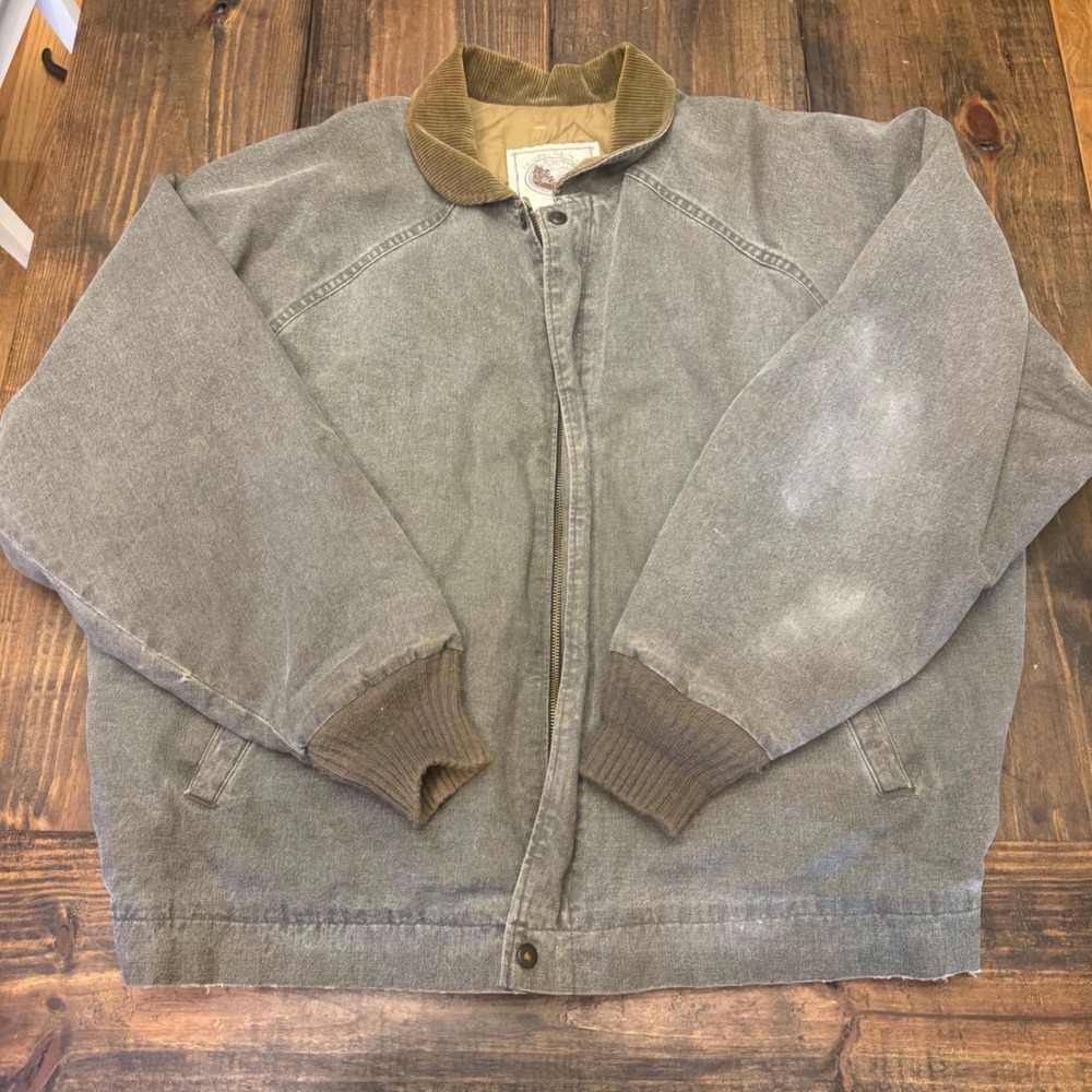 Walls Outdoors Vintage Bomber Jacket Mens 2XL Gray Cotton Canvas Quilted USA